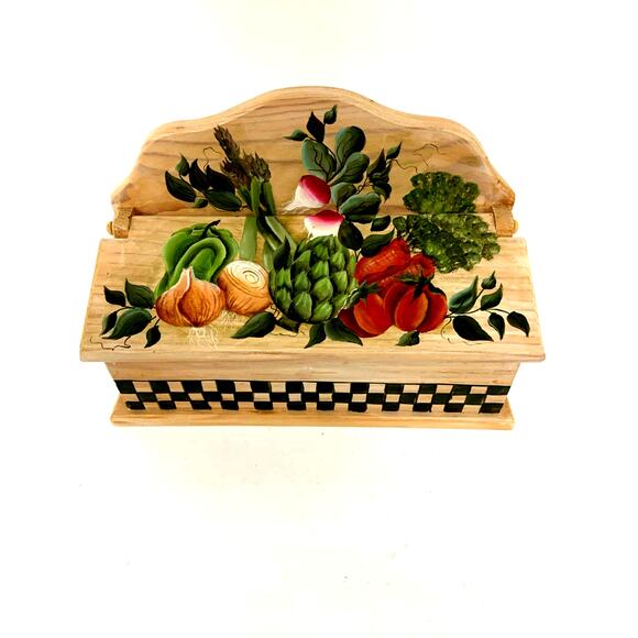 Handmade Other - Vintage Hand Painted Vegitables 2 Section Box Signed Jeneane Pike 2000